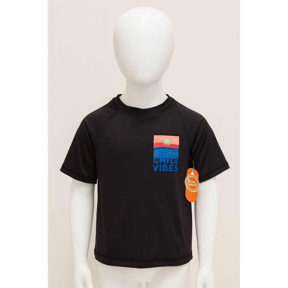NWT Boys Graphic Print Black Rash Guard UPF 50+ Quick Dry Size L (10-12)